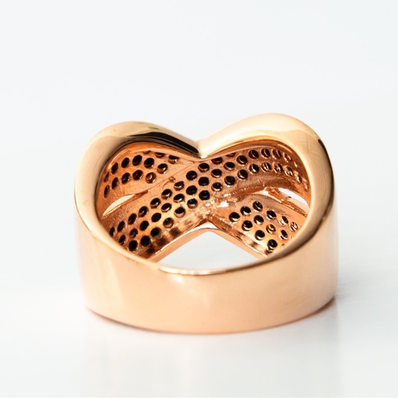 Bronzo Italia 1.5 cttw black spinel crossover statement ring rose gold tone 10 - Picture 13 of 16
